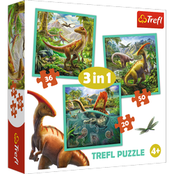 Puzzle trefl 3w1 20,36,50 dinozaury