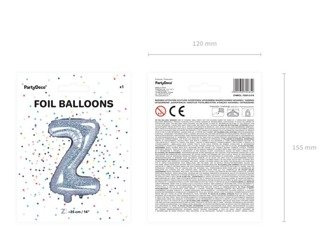 Balon foliowy litera "z", 35cm, holograficzny