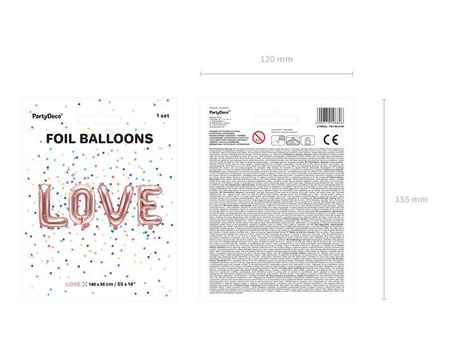 Balon foliowy love 140x35cm różowe złoto 131071