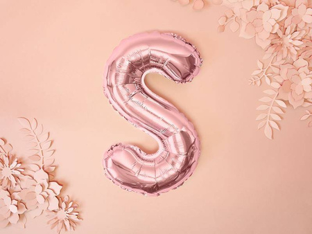 Balon foliowy litera "s", 35cm, różowe złoto
