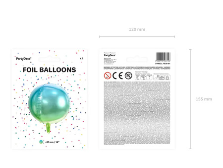 Balon foliowy Kula ombre 35cm fioletowo-zielony 108158