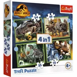 Puzzle Trefl 4w1 Groźne dinozaury Jurasic World 346077