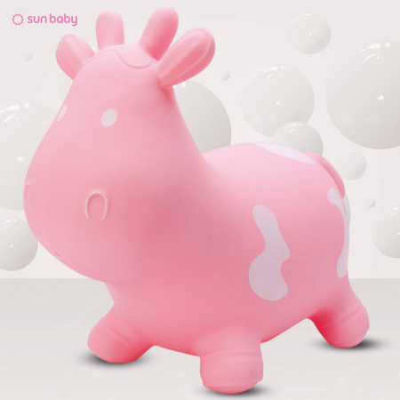 Skoczek gumowy Krówka jasno różowy 56cm z pompką 643652