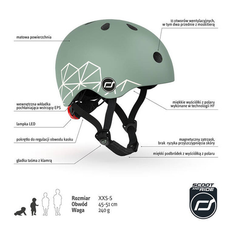 SCOOTANDRIDE Kask XXS-S dla dzieci 1-5 lat Green Lines 965620