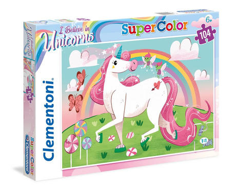 Clementoni puzzle 104 elementy różowy jednorożec