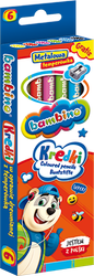 Kredki Bambino 6kol w oprawie drewnianej + temperówka 000232
