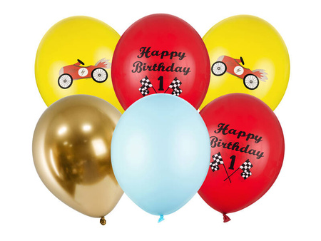 Balony 30cm Happy Birthday mix 6szt 180055