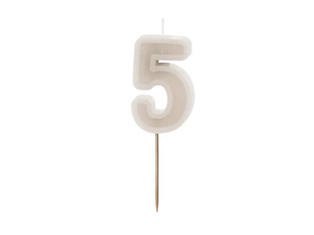 Świeczka urodzinowa Cyferka 5 6cm beż 050204