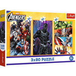 Puzzle Trefl 3x80 Dni pełne akcji Marvel The Avengers 348835