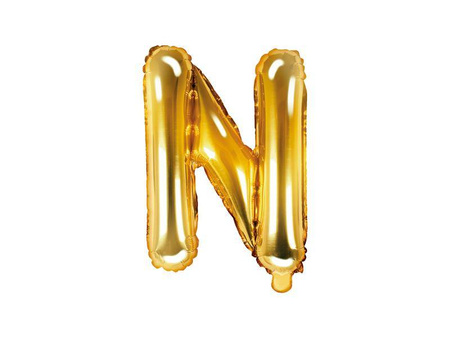 Balon foliowy litera "n", 35cm, złoty