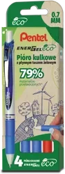 Pentel Zestaw Piór kulkowych BL77 ECO 3niebieskie+1czerwony 025204