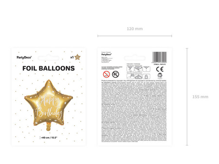 Balon foliowy Happy Birhday 40cm 170902