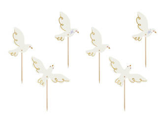 Dekoracje do muffinek Gołębie 14,5cm 6szt 019959