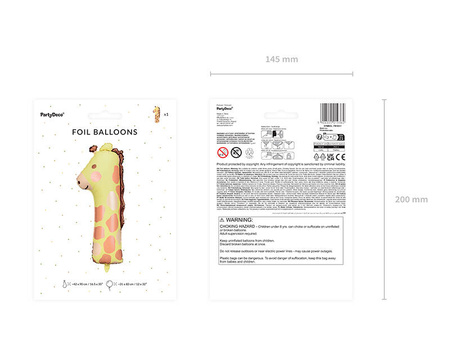 Balon foliowy cyfra 1 Żyrafa 42x90cm mix 019362