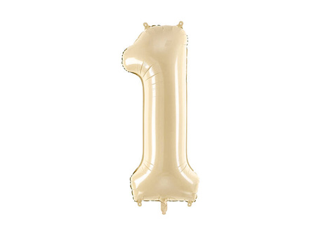 Balon foliowy cyfra 1 72cm beż 034983