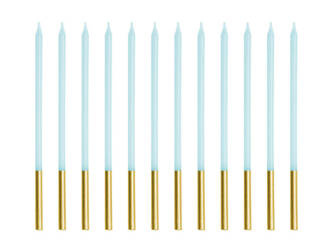 Świeczki urodzinowe gładkie jasny błękit 12szt 14cm 067646