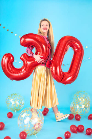 Balon foliowy cyfra 0 czerwony 86cm 168701