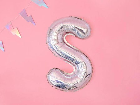 Balon foliowy litera "s", 35cm, holograficzny