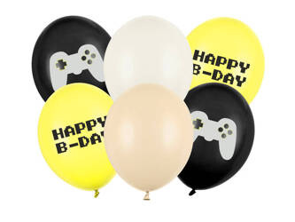 Balony 30cm Happy B-day mix 6szt 041523