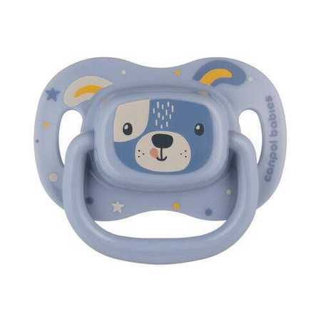 Canpol Smoczek uspokajający silikon 0-6 m symetryczny Cute Animals niebieski 889392