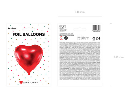 Balon foliowy serce 72x73cm czerwony 133907