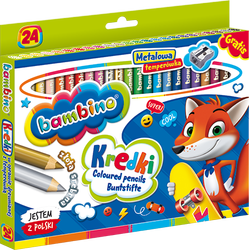 Kredki Bambino 24 kol. w oprawie drewnianej + temperówka 000447