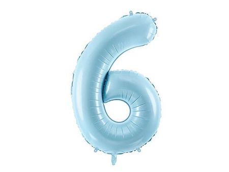Balon foliowy cyfra 6 jasny niebieski 86cm 795068