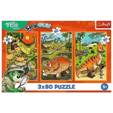 Puzzle Trefl 3x80 Trefliki w świecie dinozaurów 348880
