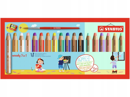 Stabilo Woody 3w1 Kredki etui z temperówką 18szt pastel 582971