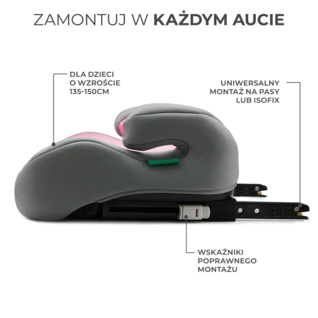 Kinderkraft I-Boost Pink 924837 fotelik samochodowy