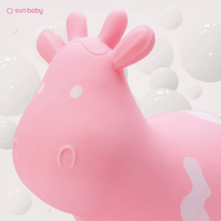 Skoczek gumowy Krówka jasno różowy 56cm z pompką 643652