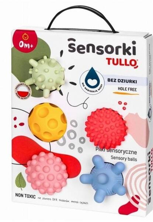 Tullo Piłeczki  sensoryczne Sensorki 5 szt. Bez dziurki. Pastelowe