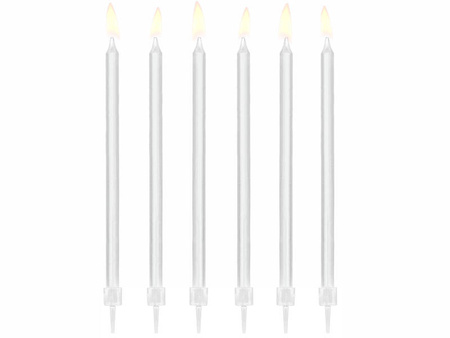 Świeczki urodzinowe gładkie białe 12szt 14cm 105881