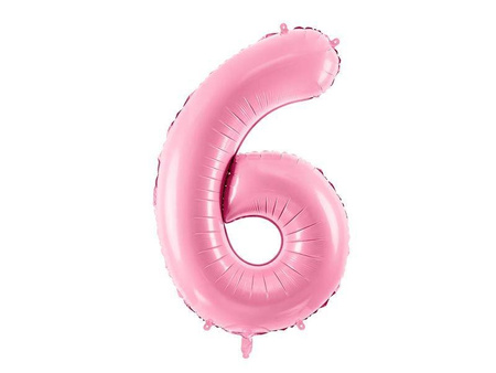Balon foliowy cyfra 6 różowy 86cm 795051