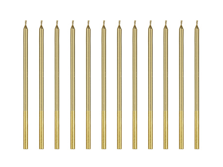 Świeczki urodzinowe gładkie złote 14cm 12szt 039094