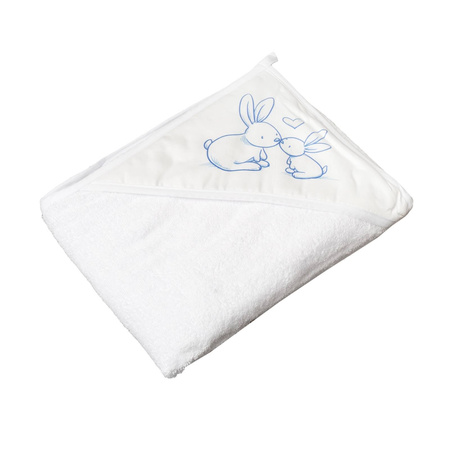 Okrycie kąpielowe 100x100 100%bawełna króliczki białe 008176