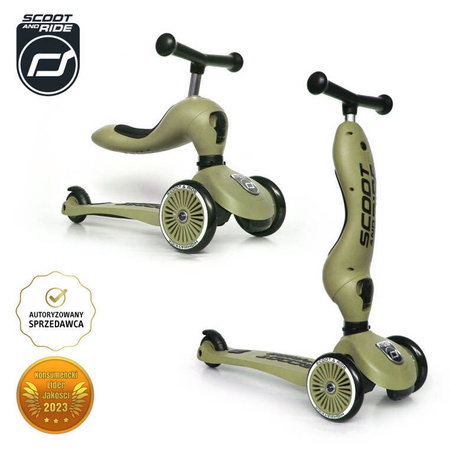 SCOOTANDRIDE Highwaykick 1 2w1 Jeździk i hulajnoga 1-5 lat Olive 000010