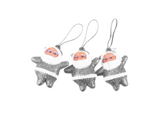 Mikołaje brokatowe 3szt srebrne 225922