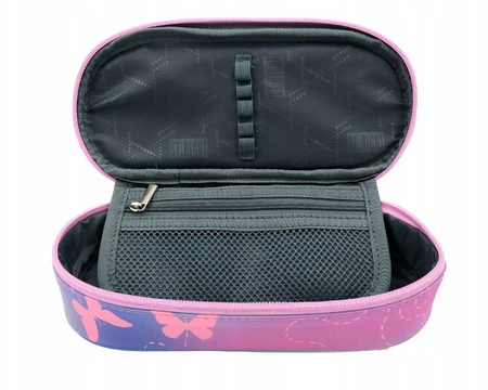 PIÓRNIK SASZETKA USZTYWNIONA Z WEWNĘTRZNĄ KLAPKĄ STRIGHT PC-01 PINK BUTTERFLIES 680021