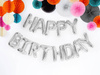 Balon foliowy happy birthday, 340x35cm, srebrny