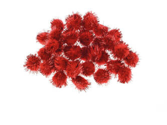 POMPONY 20MM METALICZNE CZERWONE 40szt 686299