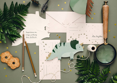 Zaproszenie Triceratops 6szt 028371