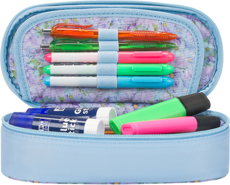 Piórnik z klapką Oxford Flowers niebieski 241622