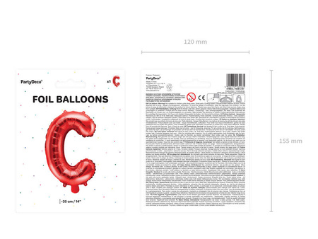 Balon foliowy litera C czerwony 35cm 169265