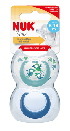 Nuk Smoczek uspokajający silikonowy 6-18 m-cy Star 2szt /box 402046