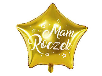 BALON FOLIOWY GWIAZDKA MAM ROCZEK 48CM ZŁOTY 144231