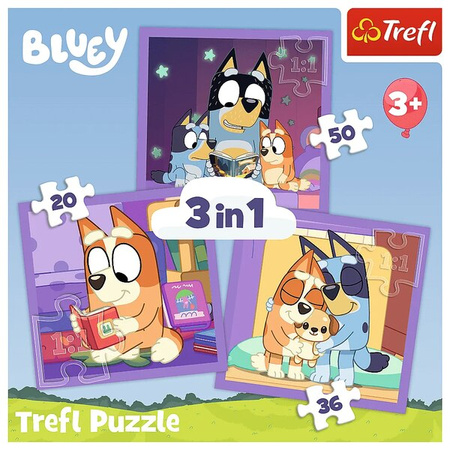 Puzzle Trefl 3w1 Poznaj Bluey 348958