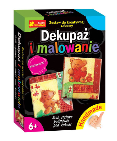 Dekupaż i malowanie Niedźwiadki Podstawki 121495