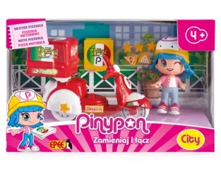Pinypon City Pizzeria Skuter z laleczką 8cm i akcesoriami 065810