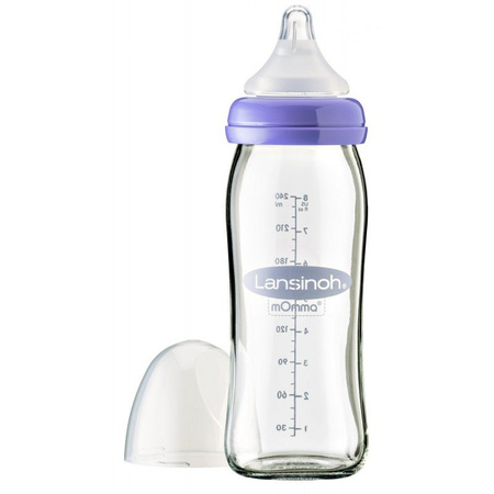 Lansinoh butelka 240ml szklana ze smoczkiem naturalwave 230710